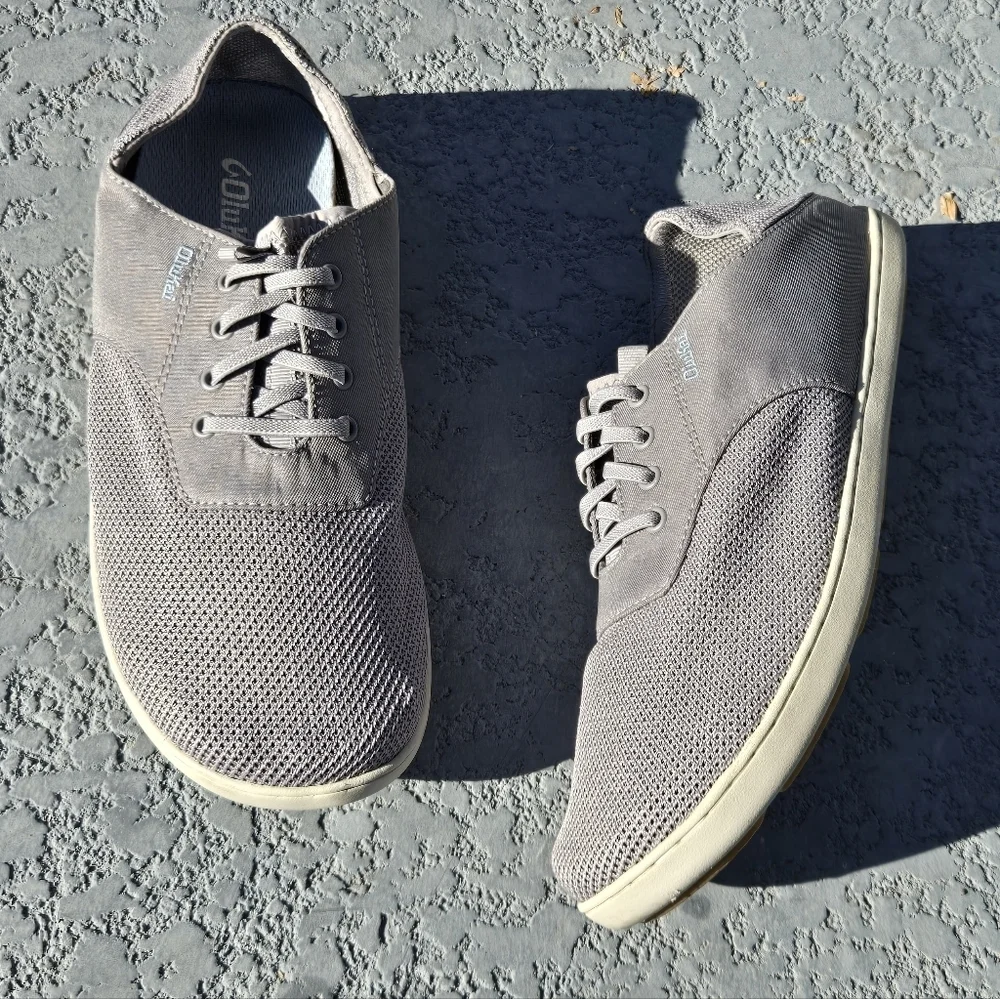 OluKai Men's Sz 9.5 Gray Sneakers Step In Slip On Lace Up